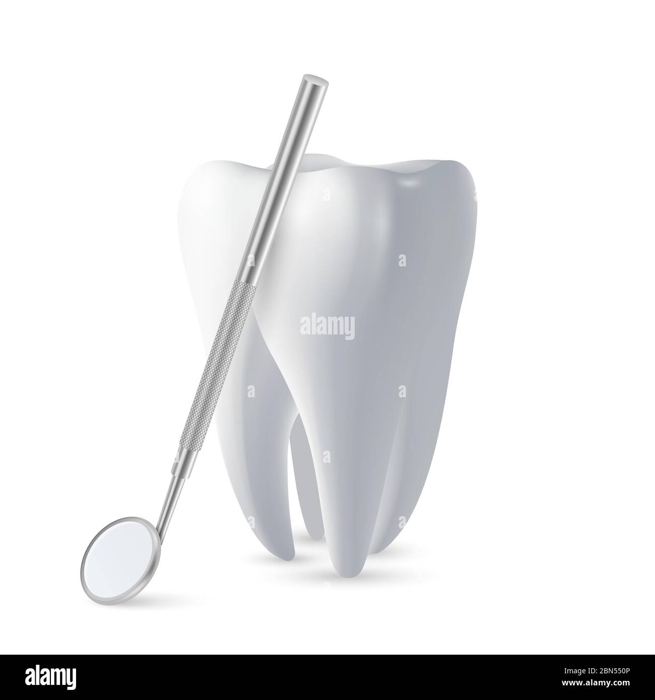 Vector 3d Realistic Dental Inspection Mirror for Teeth with Tooth Icon ...