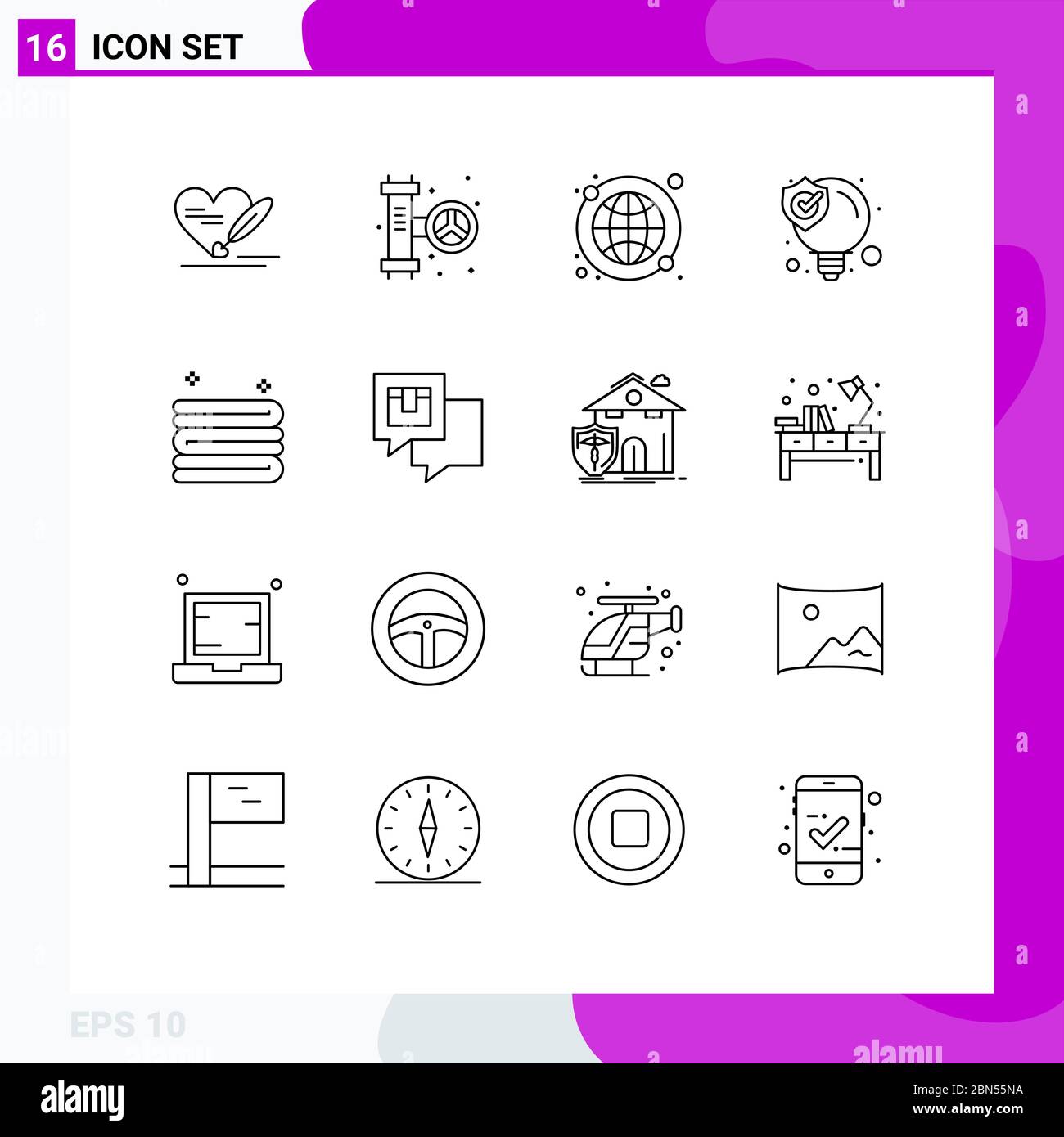 Modern Set of 16 Outlines Pictograph of cleaning, solution, global, seo solution, idea Editable Vector Design Elements Stock Vector