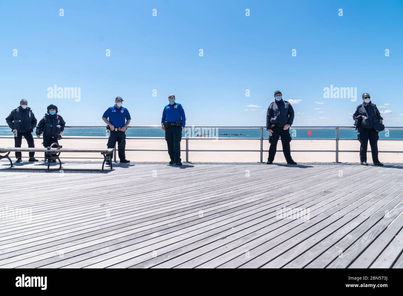 New York, NY - May 12, 2020: Police officers from 60th Precinct patrol ...