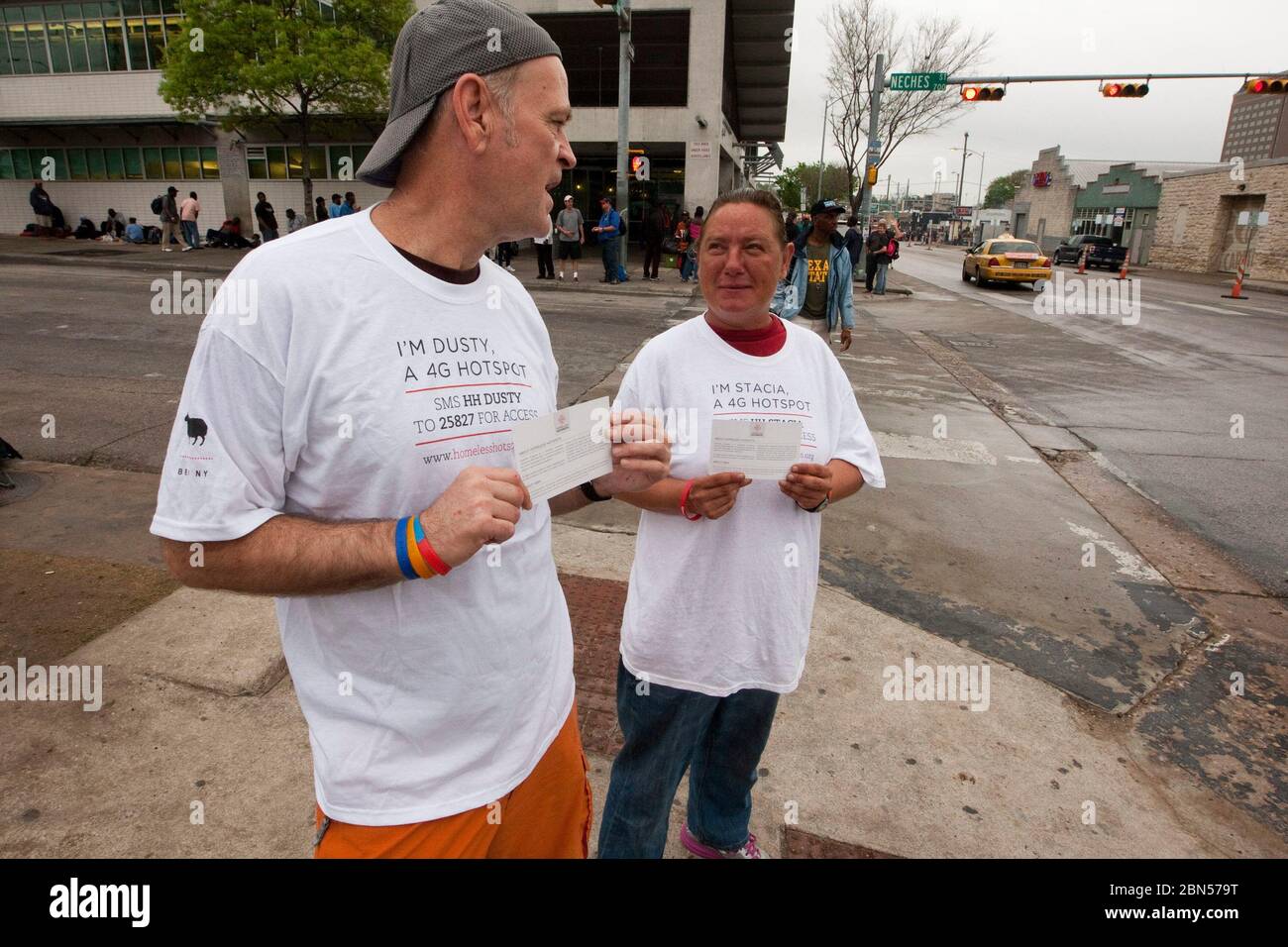 Austin, Texas USA, March 14 2012 Stacia and Dusty, homeless people