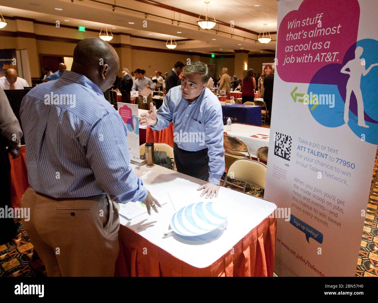 Austin, Texas USA, April 10, 2012 Job seekers flock to job fair, ready