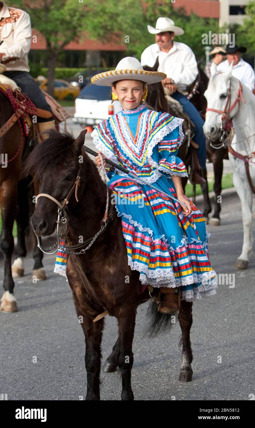 Austin Texas USA, March 2012 Costumed Charreria riders, emulating the