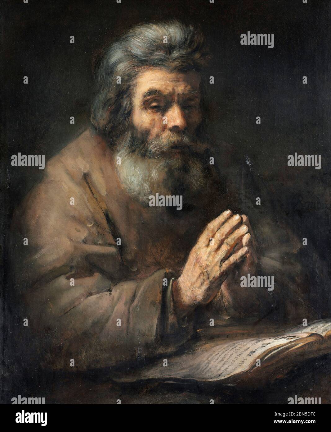An Elderly Man in Prayer by Rembrandt van Rijn, 1660s or later Stock Photo