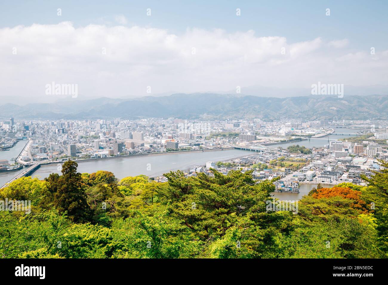 Kochi city panorama view from Godaisan mountain Observatory in Kochi