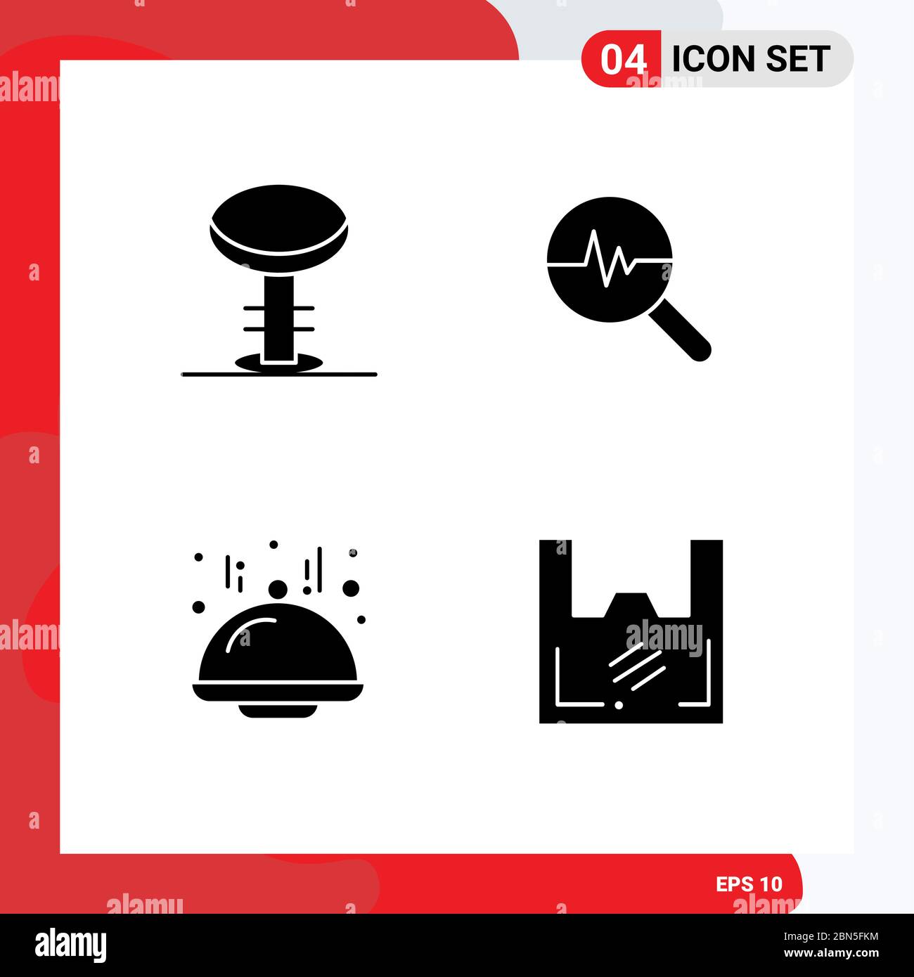 Universal Icon Symbols Group of 4 Modern Solid Glyphs of bar, food, stool, graph, bag Editable Vector Design Elements Stock Vector