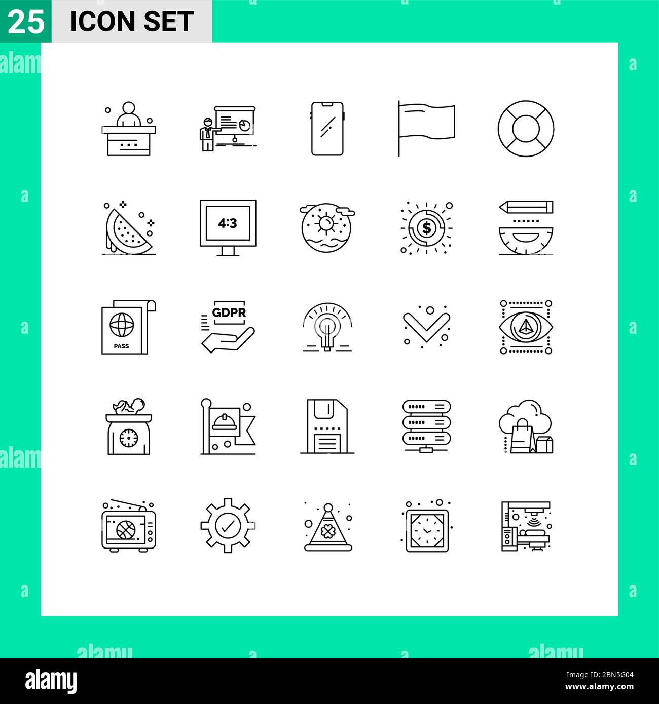 Modern Set of 25 Lines and symbols such as mark, country, report, samsung, mobile Editable Vector Design Elements Stock Vector