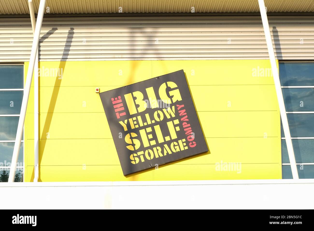 The Big Yellow Self Storage Company logo at the front of the warehouse