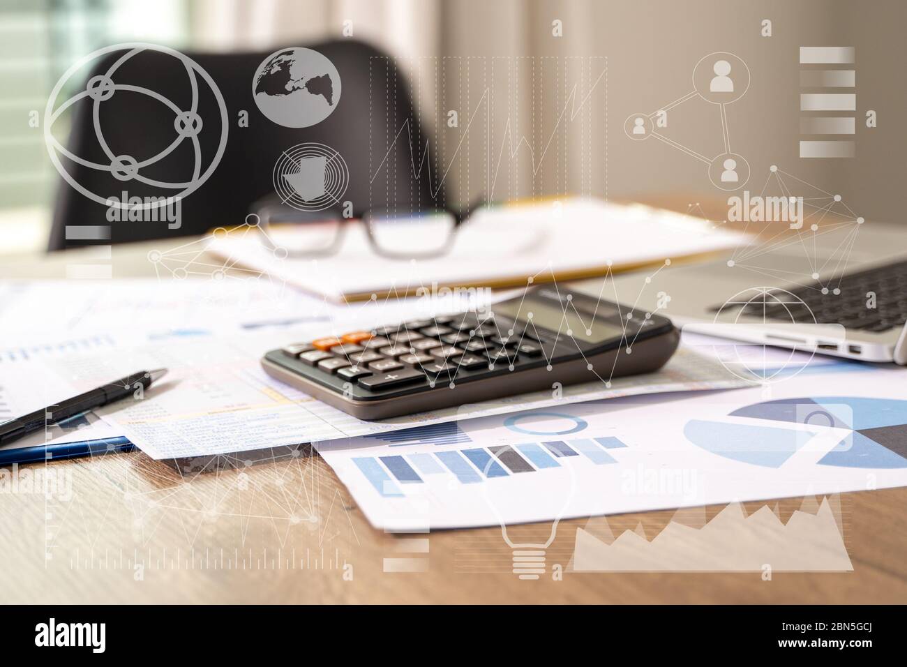 businessman work in office analysis chart graphy planning analyzing ...