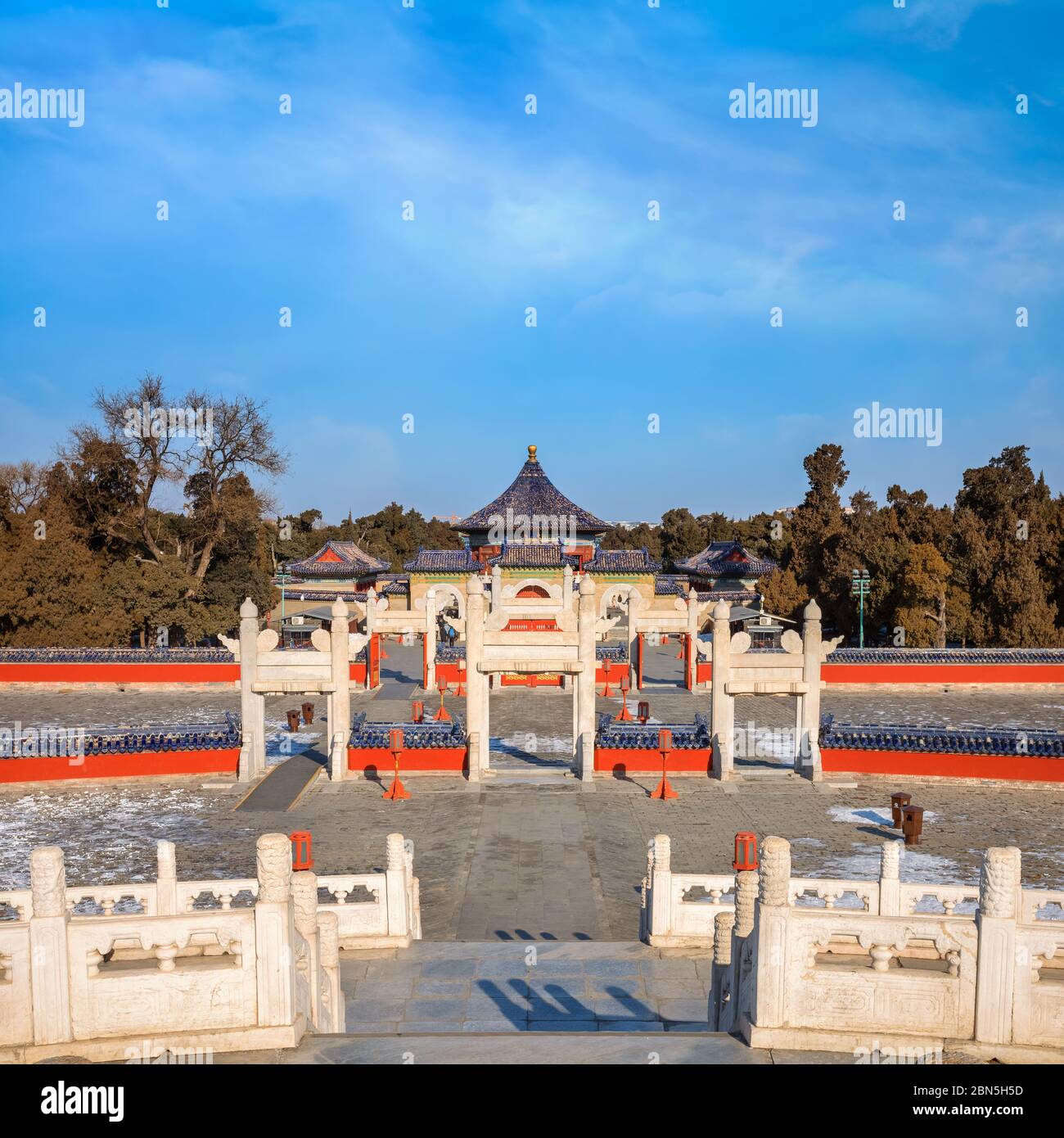 Beijing, China - Jan 10 2020: The Circular Mound Altar at the Temple of Heaven, an imperial complex of religious buildings founded by Yongle Emperor i Stock Photo