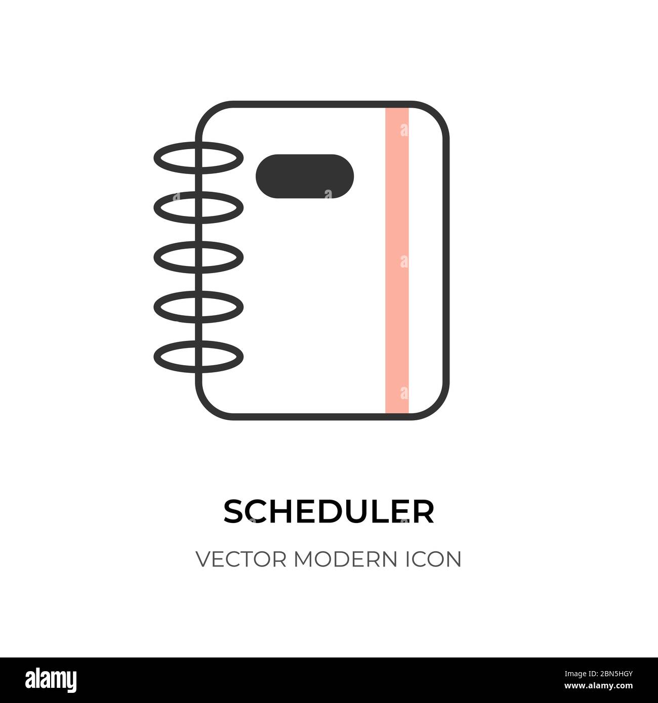 Flat line scheduler icon. Pictogram simple shape closeup. Business planner of important date. Logo for design app reminder meeting and office task. Calendar month plan. Isolated vector illustration Stock Vector