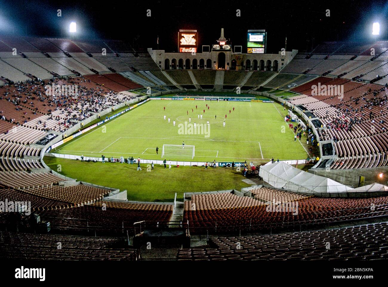 The Los Angeles Coliseum during a night soccer match Stock Photo Alamy