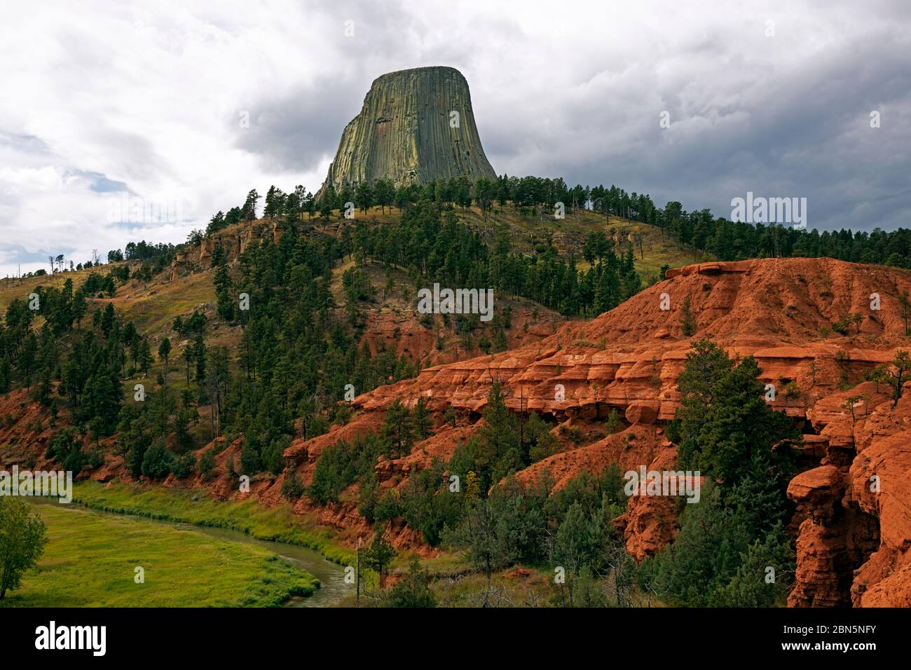 WY0423500...WYOMING The Belle Fourche River flowing through Devil's Tower National Monument