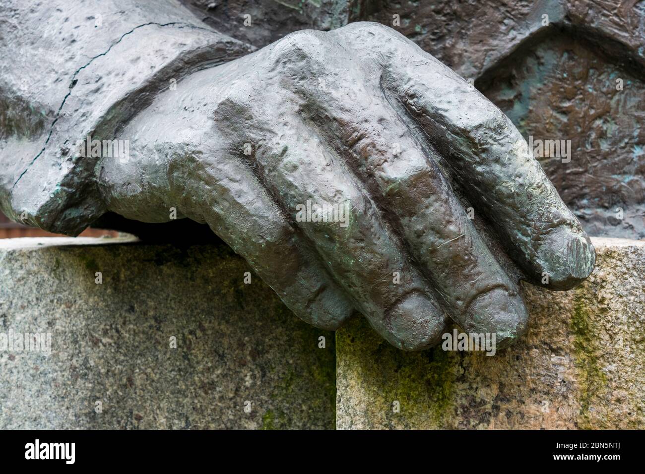 A closeup of the hand of Lenin from a bronze sculpture. At Gruto Parkas near Druskininkai, Lithuania. Stock Photo