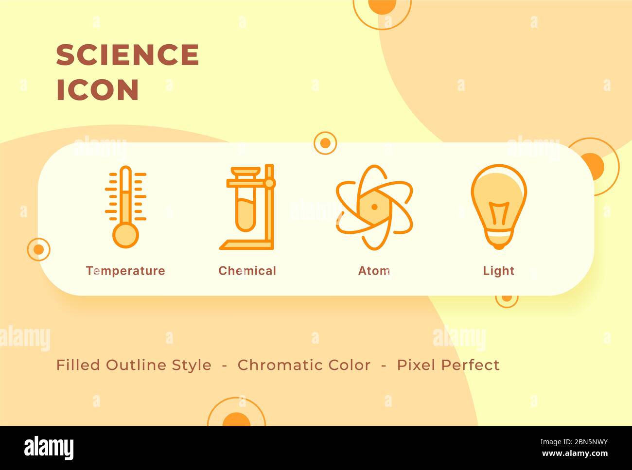 Science icon set with modern flat filled outline style chromatic color ...