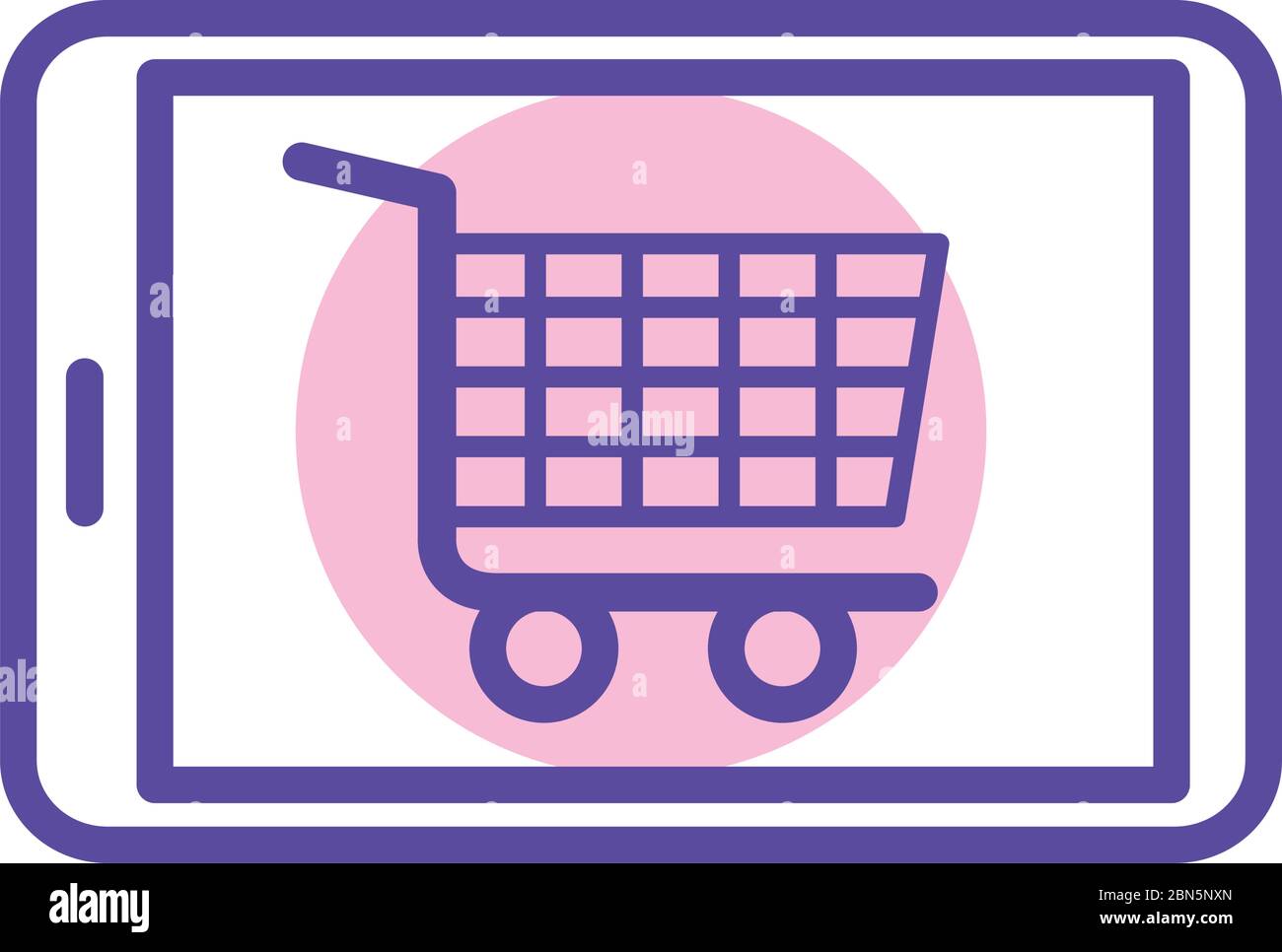 shopping cart in smartphone line style icon Stock Vector Image & Art ...