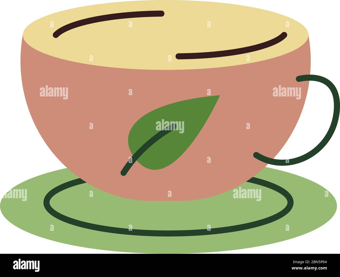 tea cup with leaf plant flat style Stock Vector Image & Art Alamy