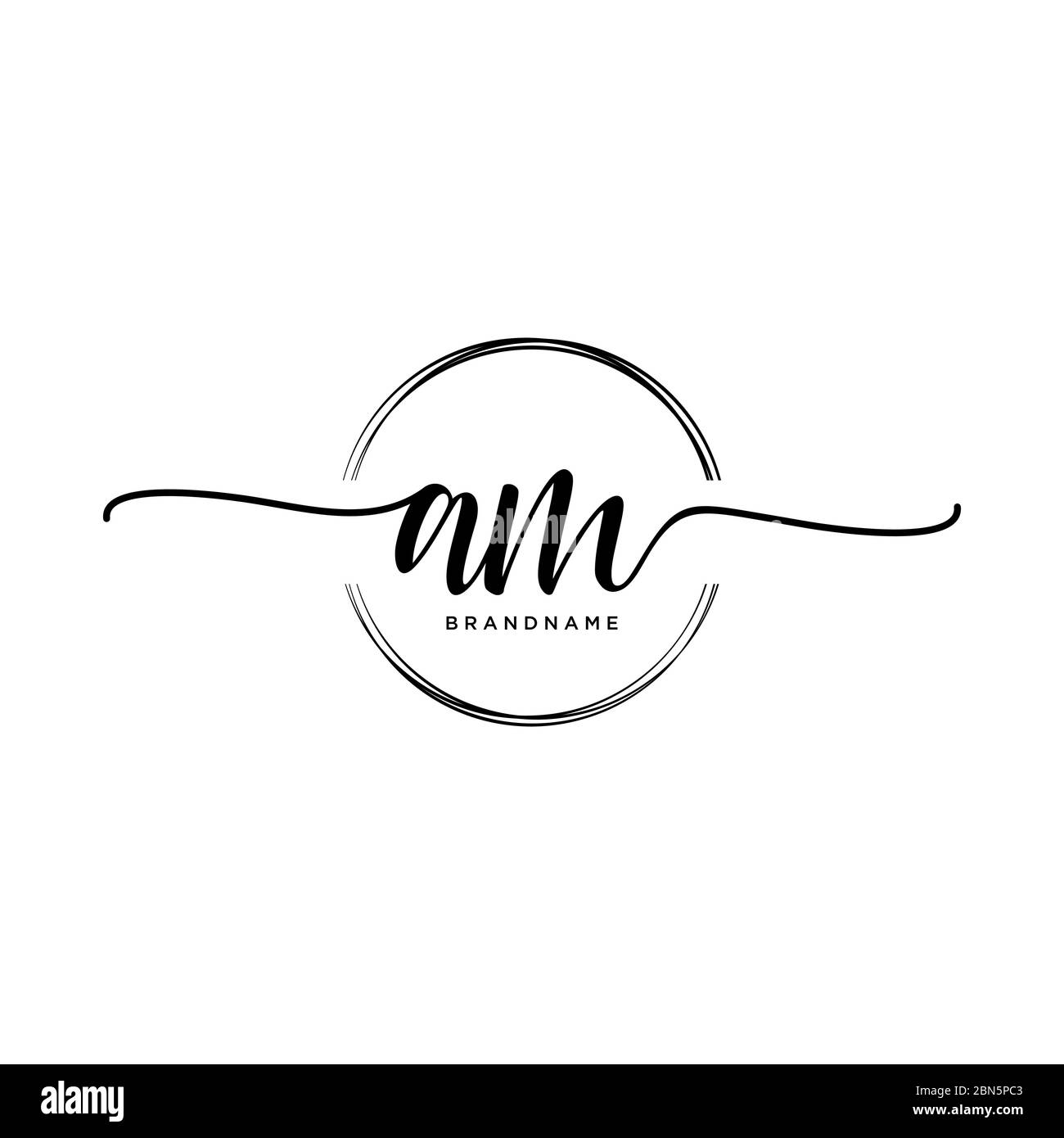 Initial AM handwriting logo with circle template vector Stock Vector ...