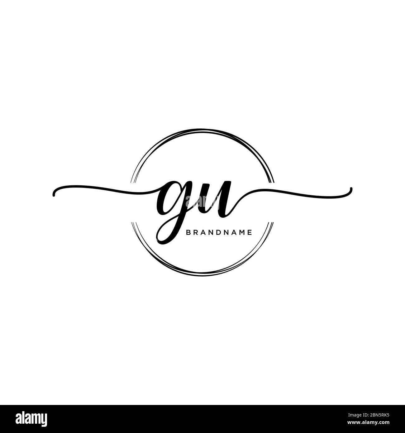 Initial GU handwriting logo with circle template vector Stock Vector ...