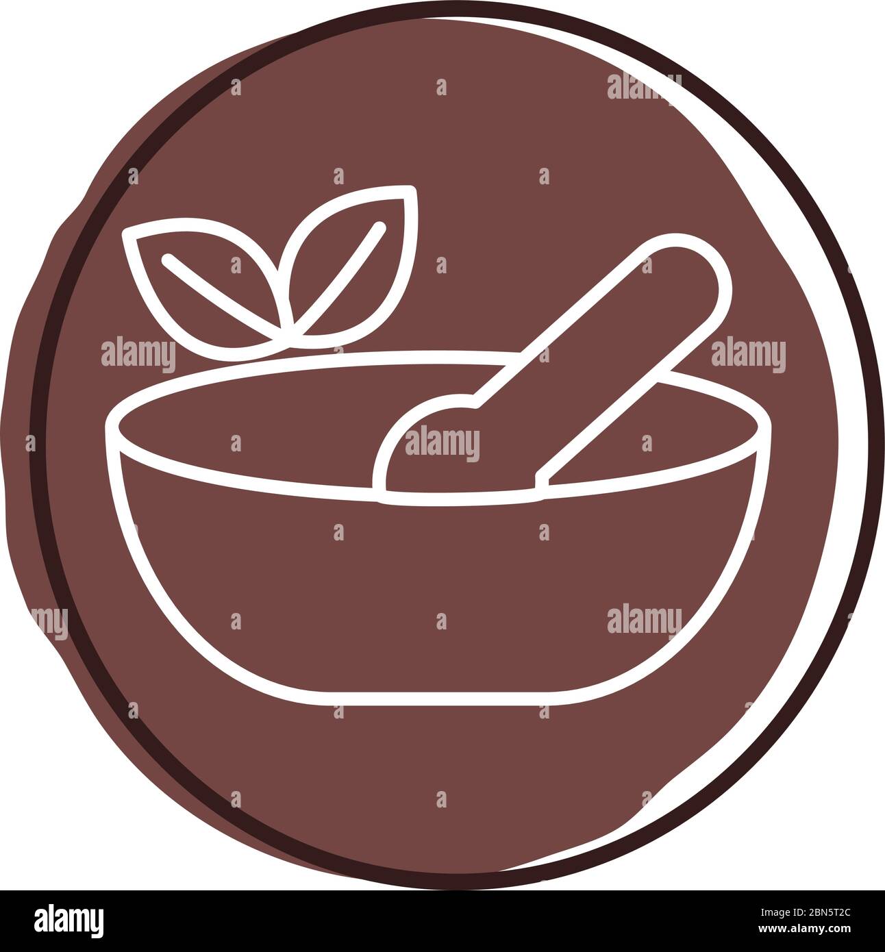 dish with spoon and leafs plant organic block style Stock Vector Image ...