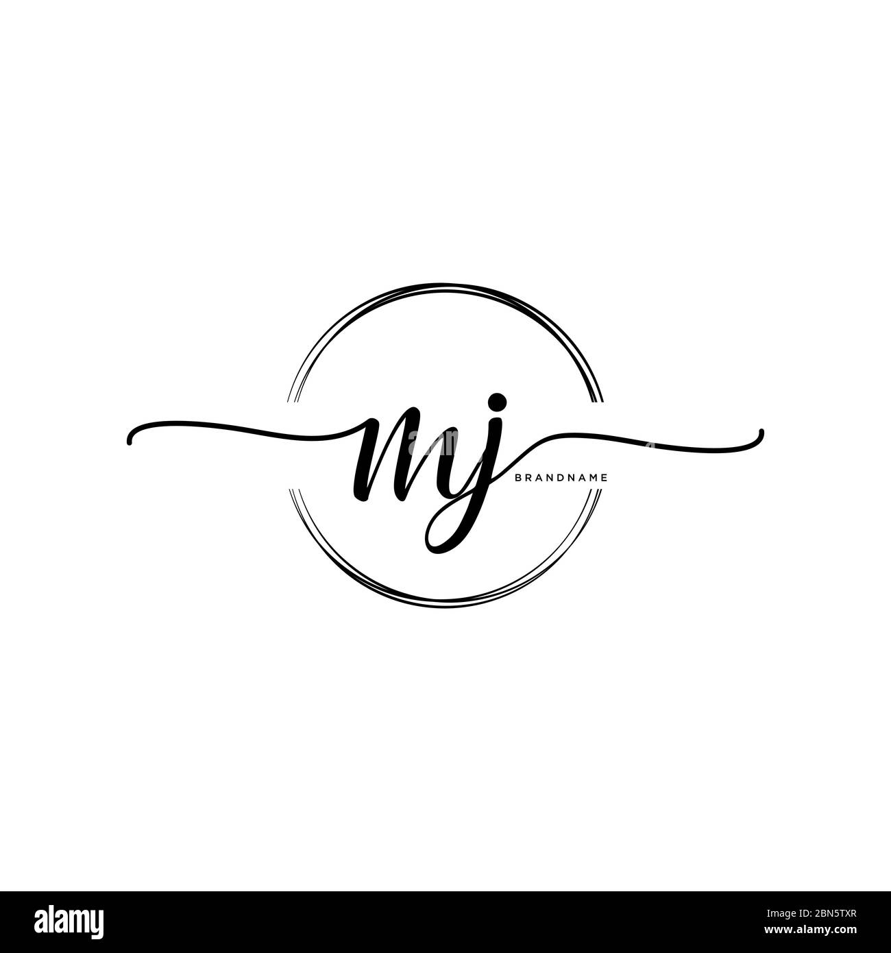 Initial MJ handwriting logo with circle template vector Stock Vector ...