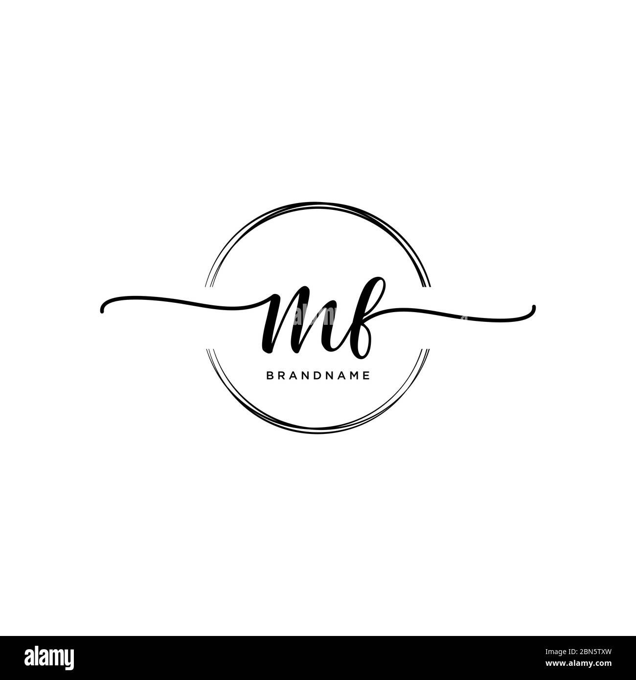 Initial MF handwriting logo with circle template vector Stock Vector ...