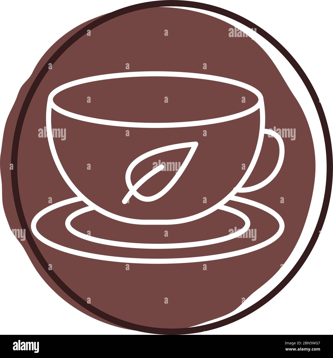 tea cup with leaf plant block style Stock Vector Image & Art Alamy