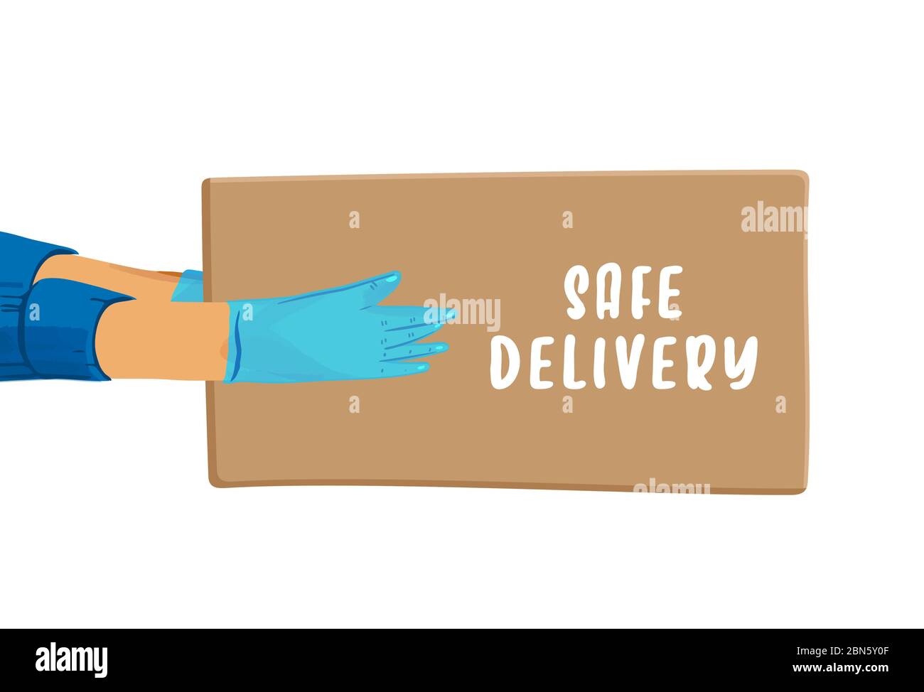 Safe delivery vector cartoon banner for Save Delivery Services and E