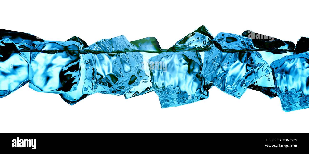 Ice Cubes in Water on White Background Stock Photo - Alamy