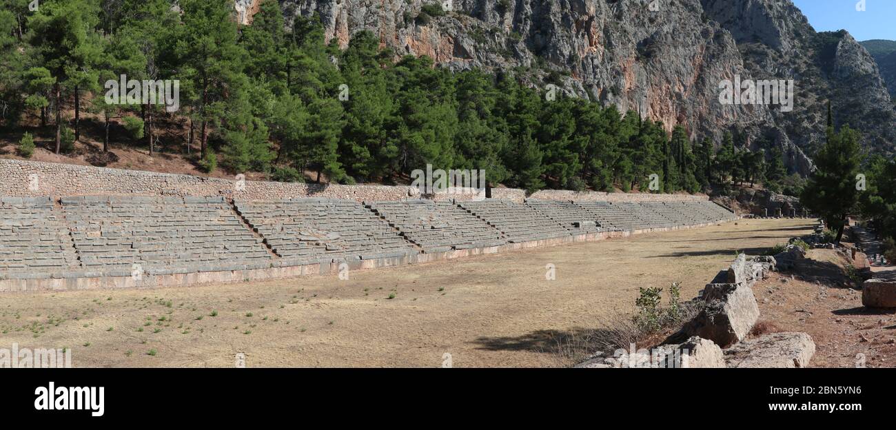 The stadium, Delphi, Greece Stock Photo