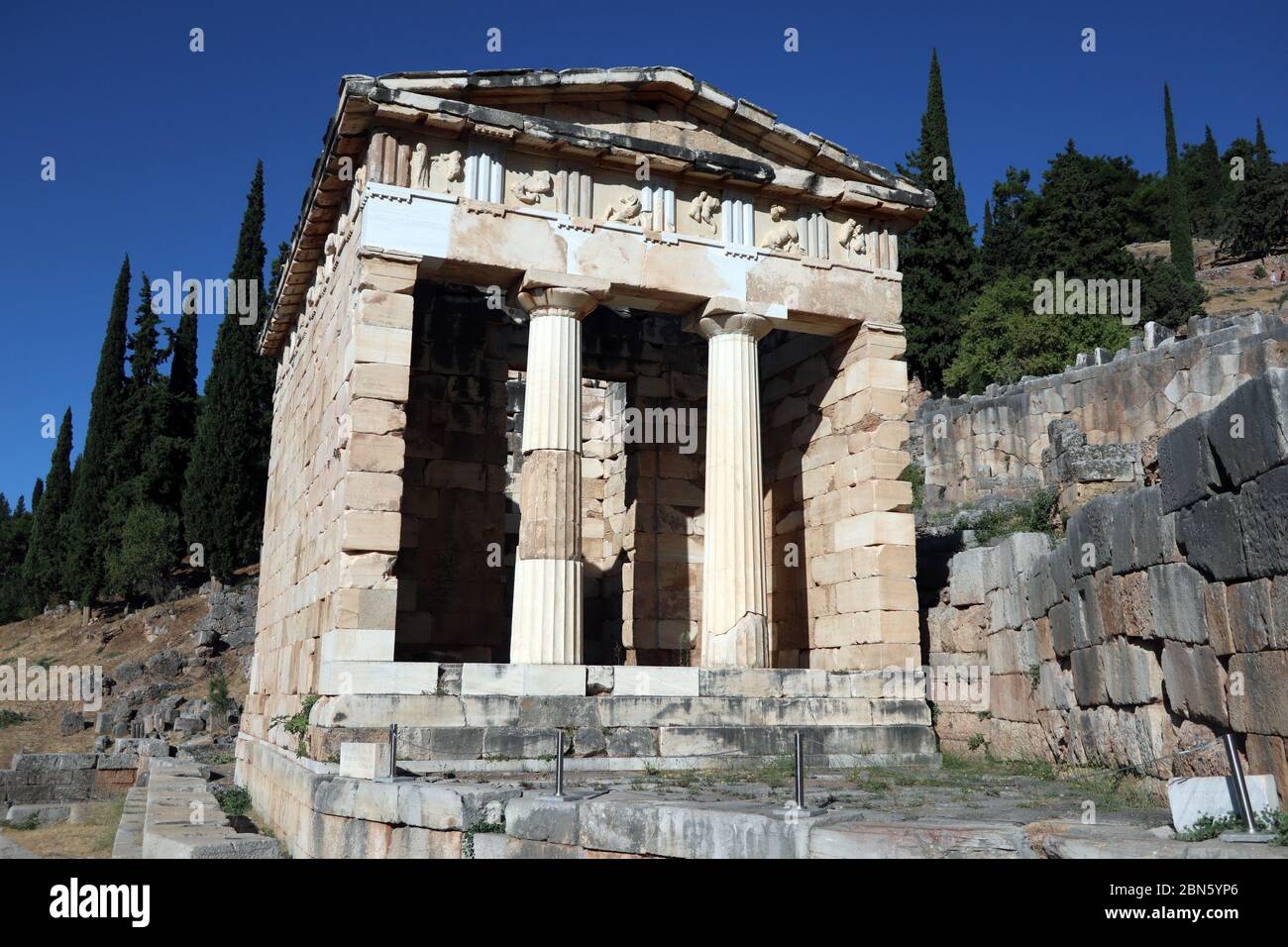 Athenian Treasury, Delphi, Greece Stock Photo