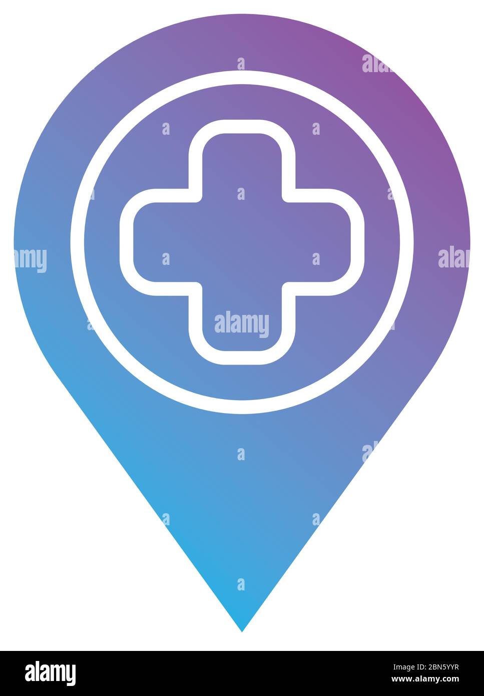 medical cross symbol with pin location gradient silhouette style Stock ...