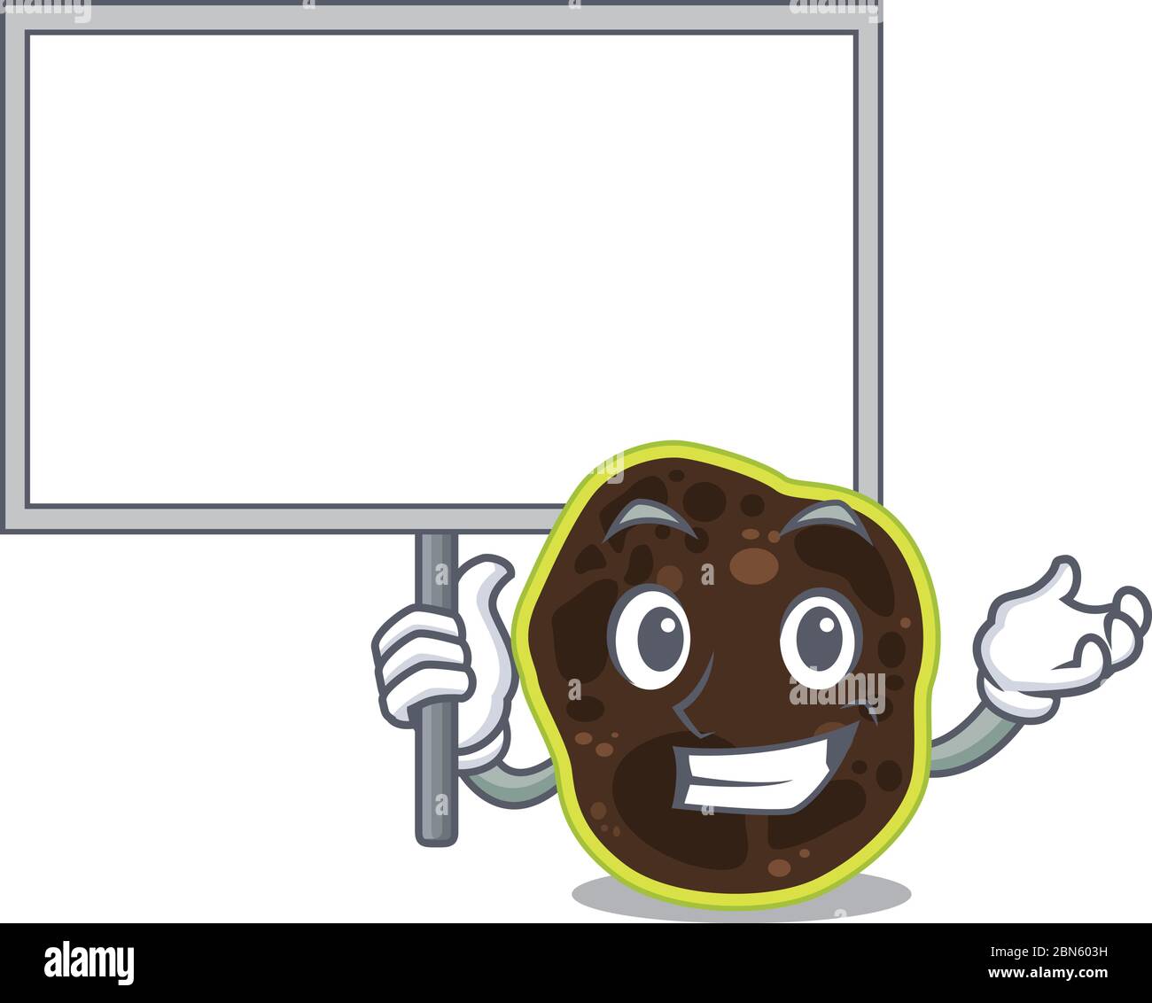 Cartoon picture of firmicutes mascot design style carries a board Stock Vector
