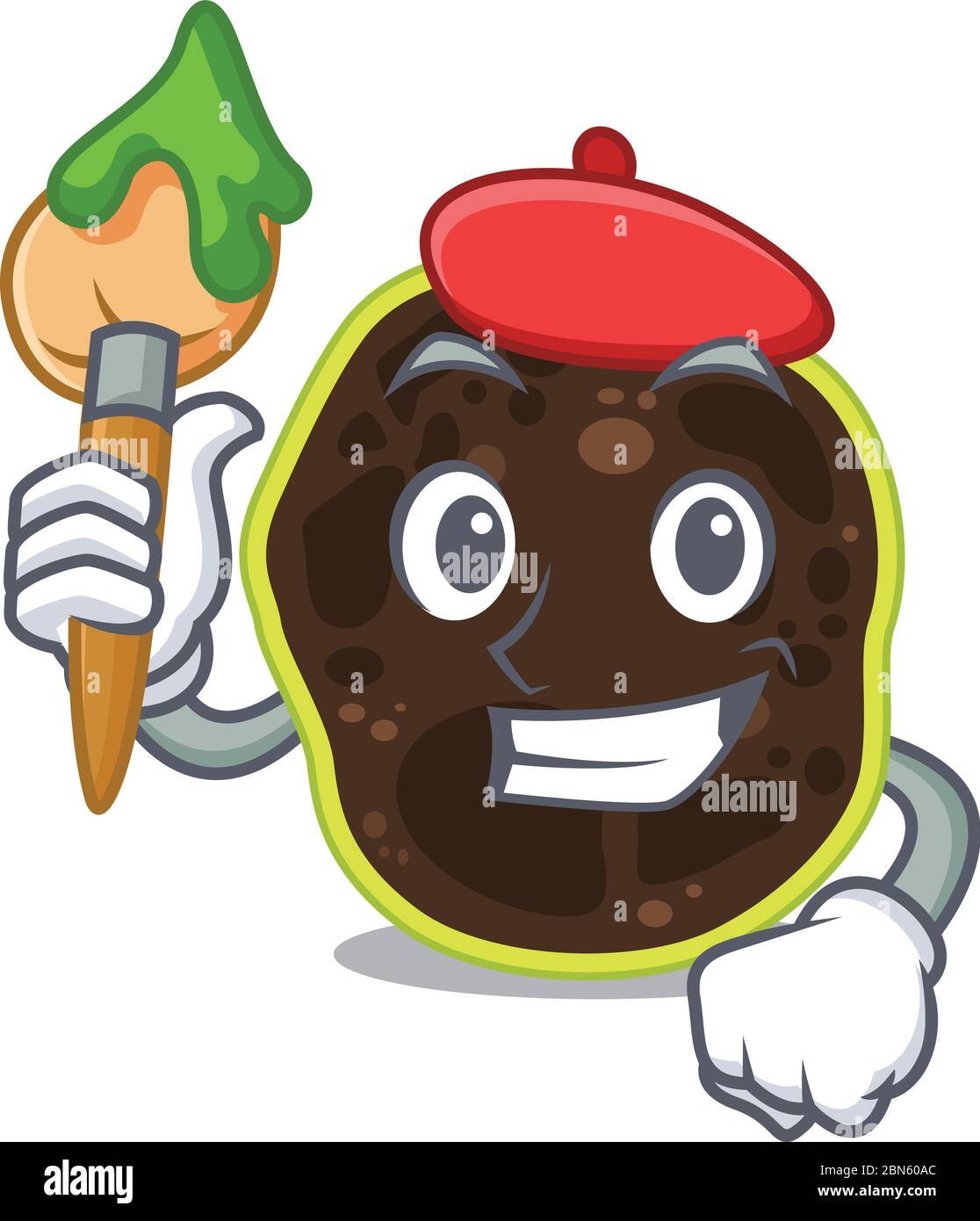 An artistic firmicutes artist mascot design paint using a brush Stock Vector
