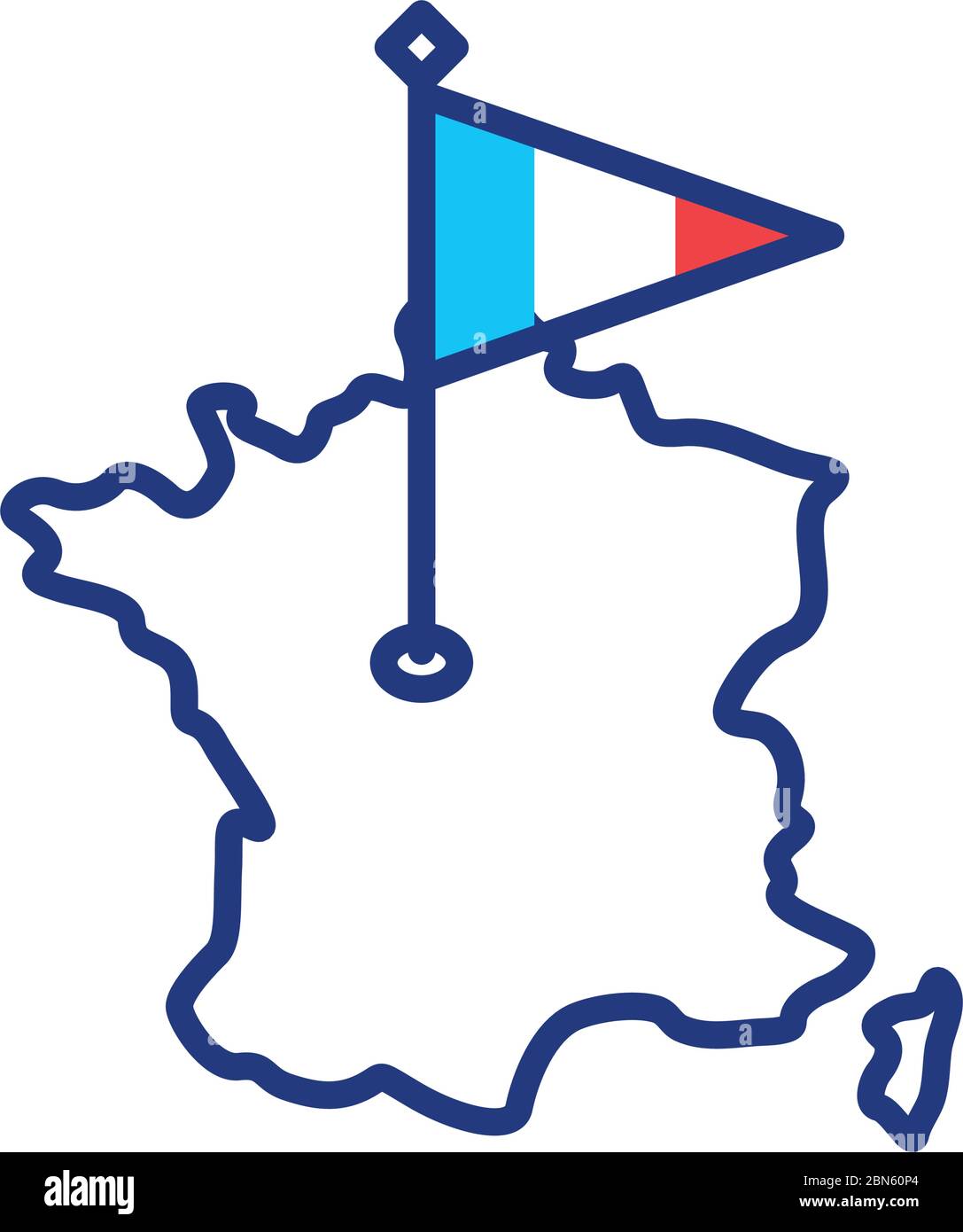 france flag and map line style icon Stock Vector Image & Art - Alamy