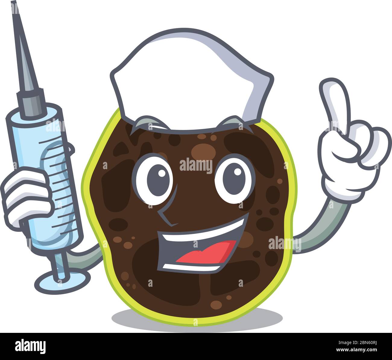 Firmicutes humble nurse mascot design with a syringe Stock Vector