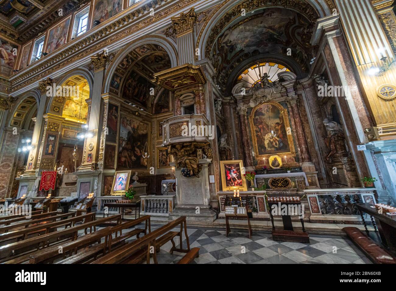 Rome, Italy - 10 03 2018: Interior of the church San Marcello al Corso in Rome, Italy Stock Photo