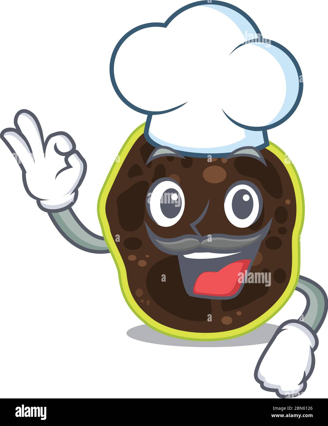 Talented firmicutes chef cartoon drawing wearing chef hat Stock Vector