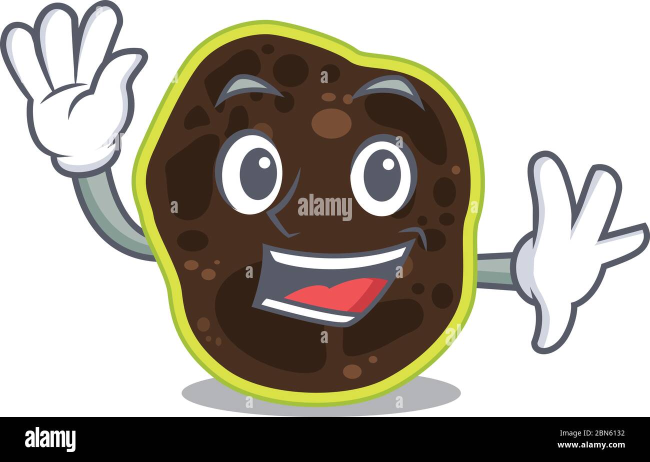 A charming firmicutes mascot design style smiling and waving hand Stock Vector