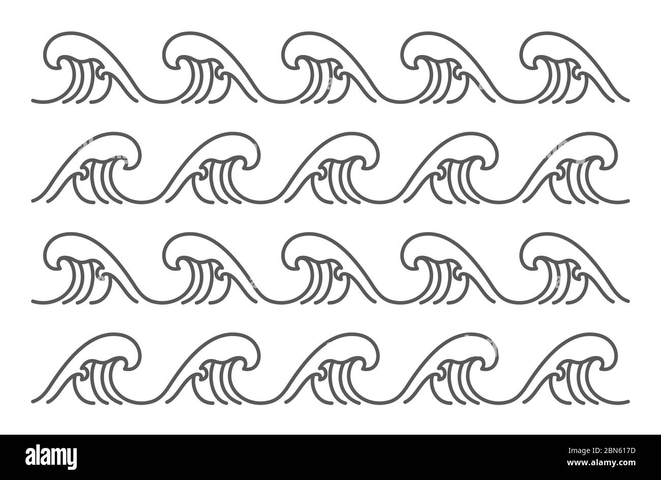 Big Japan wave pattern vector isolated on white background. Editable. - Vector. Stock Vector