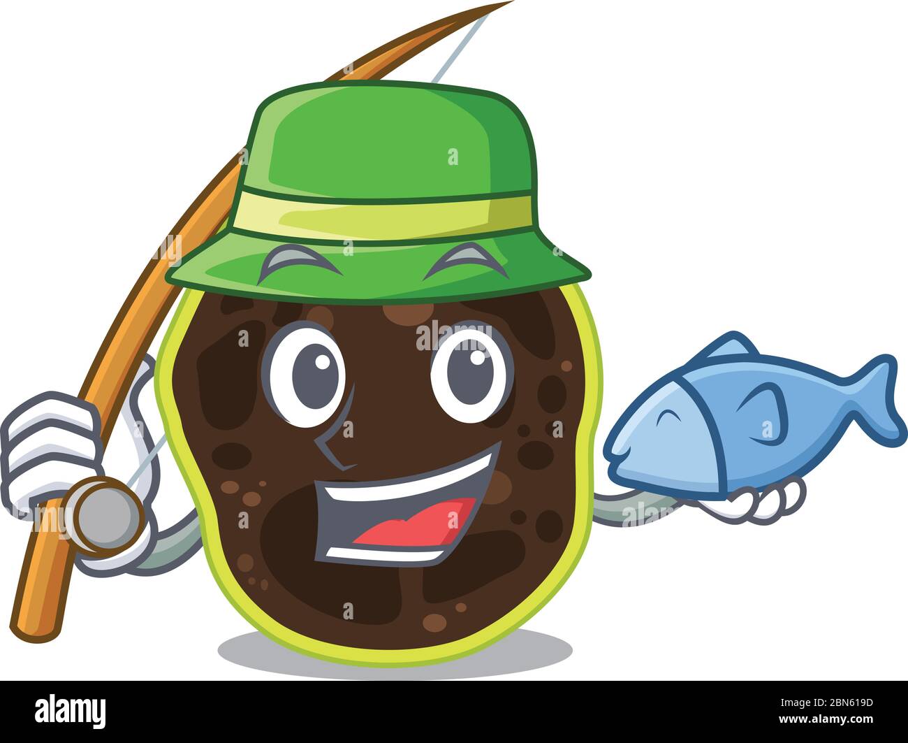 Cartoon design style of firmicutes goes to fishing Stock Vector