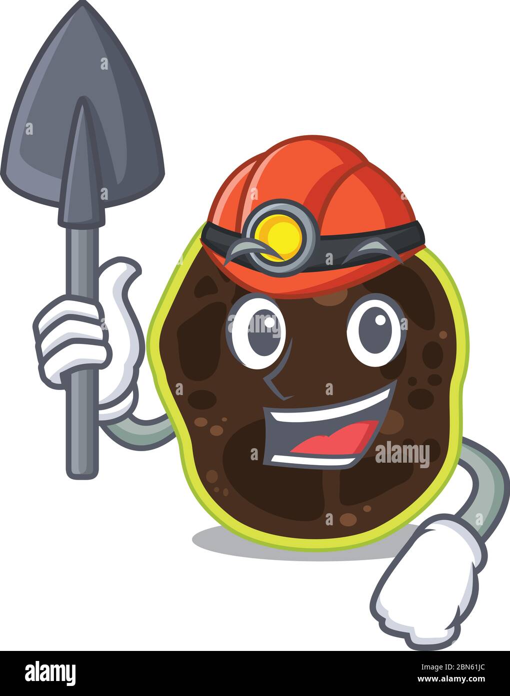A cartoon picture of firmicutes miner with tool and helmet Stock Vector