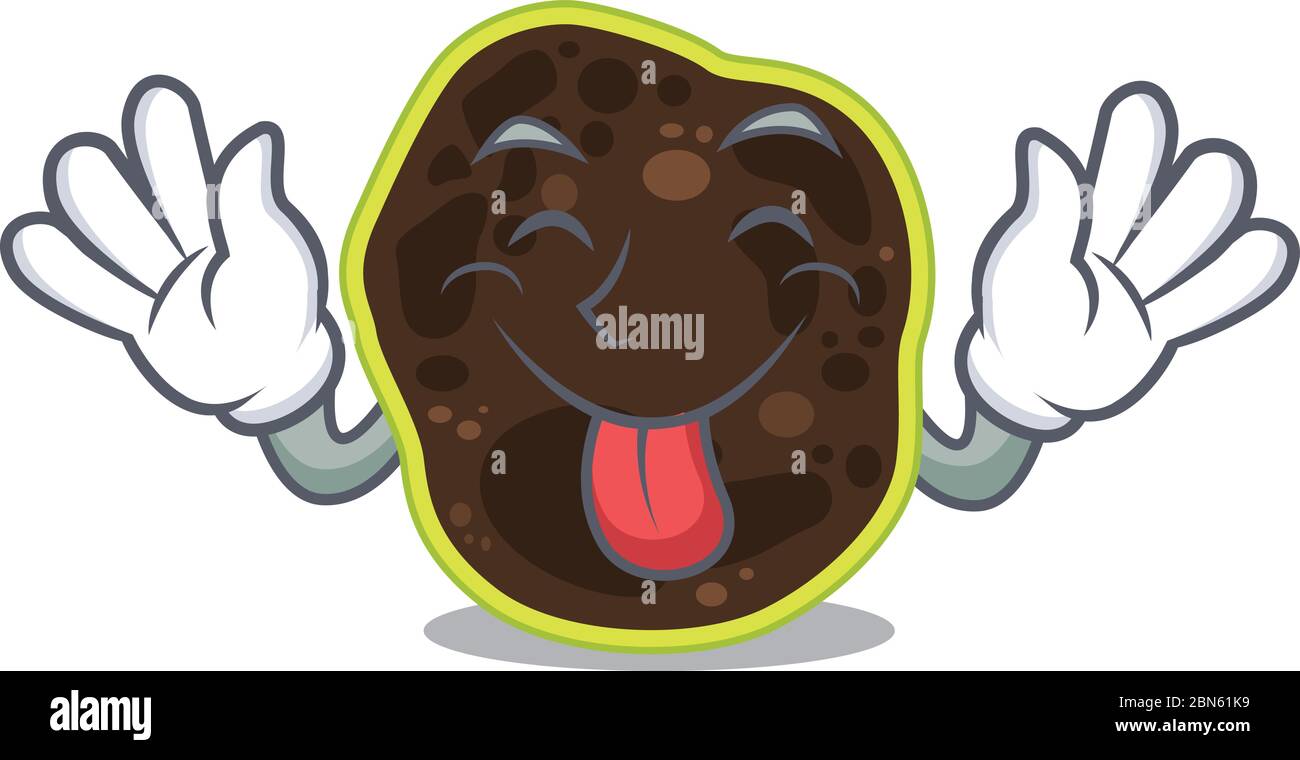 Funny firmicutes cartoon design with tongue out face Stock Vector