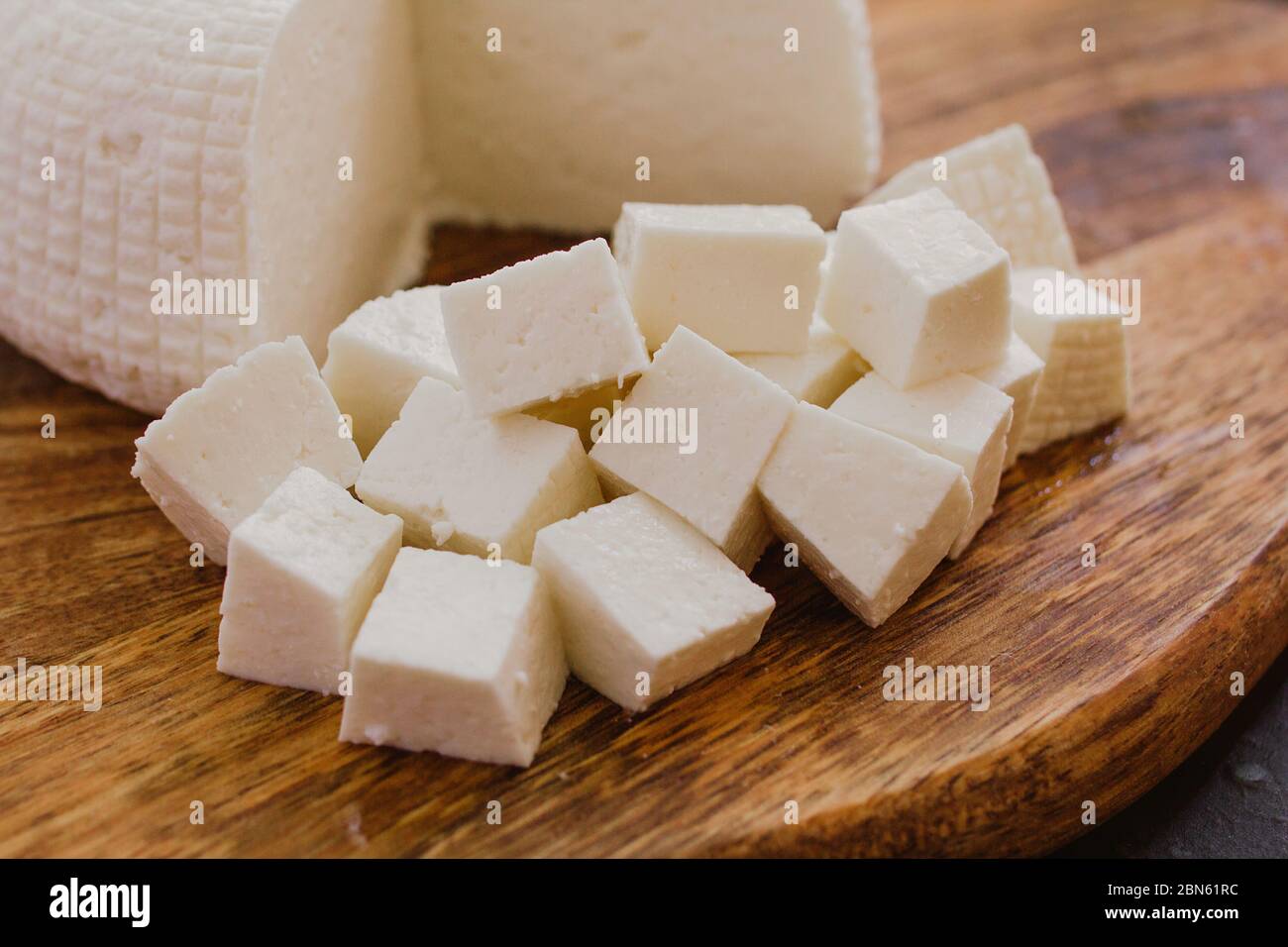 queso panela mexican cheese board, diced cheese, mexican food white