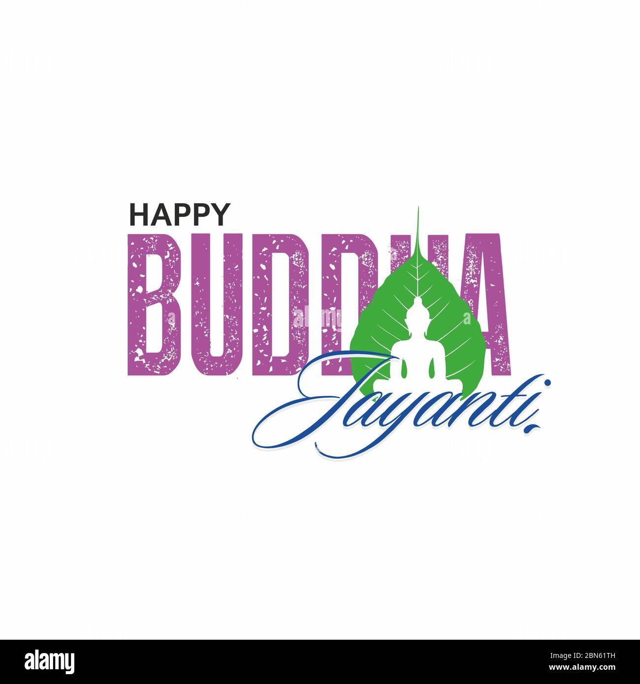 Lord Buddha Birthday Banner - Happy Buddha Purnima Calligraphy Stock Photo