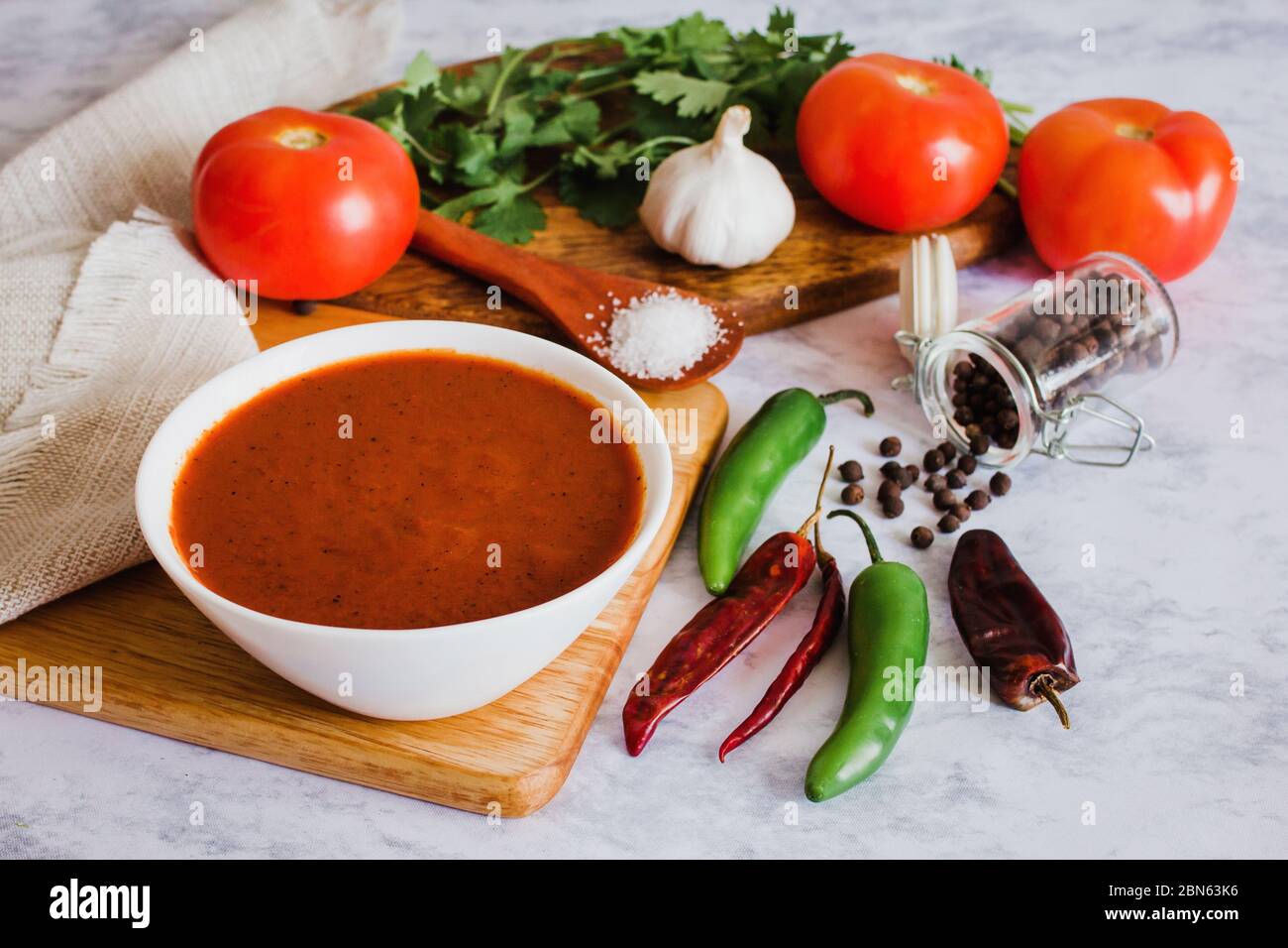mexican red sauce, spicy hot chili sauce made with chilli pepper