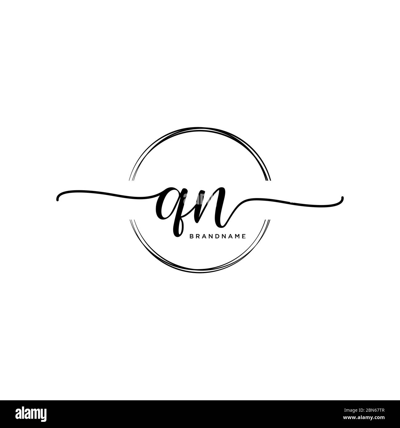 Initial QN handwriting logo with circle template vector Stock Vector ...