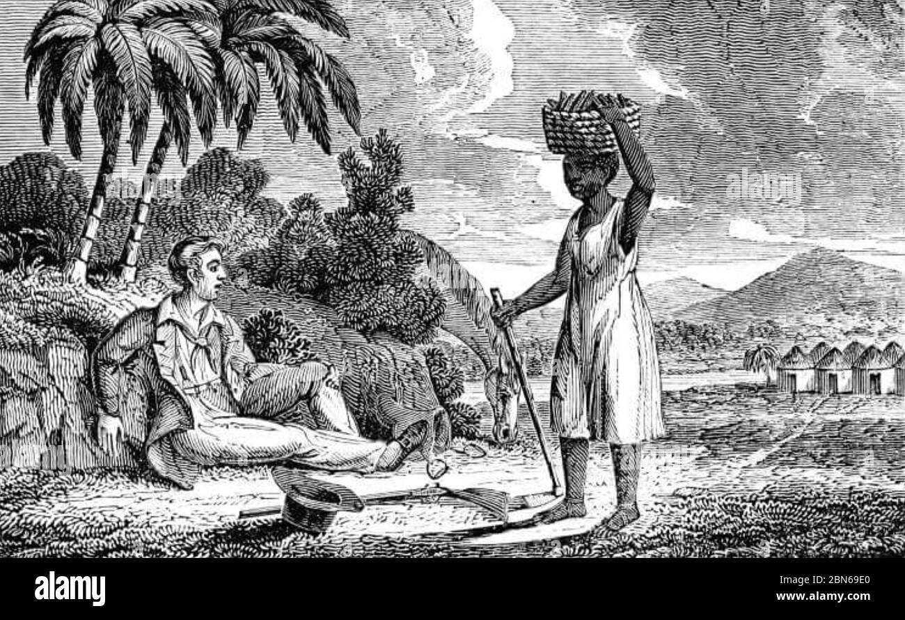 MUNGO PARK (1771-1806) Scottish explorer of West Africa. An 1833 engraving showing Park with a woman 'in Sego, in Bambara' from 'An Appeal in Favor of that Class of Americans Called Africans' by Lydia Child Stock Photo