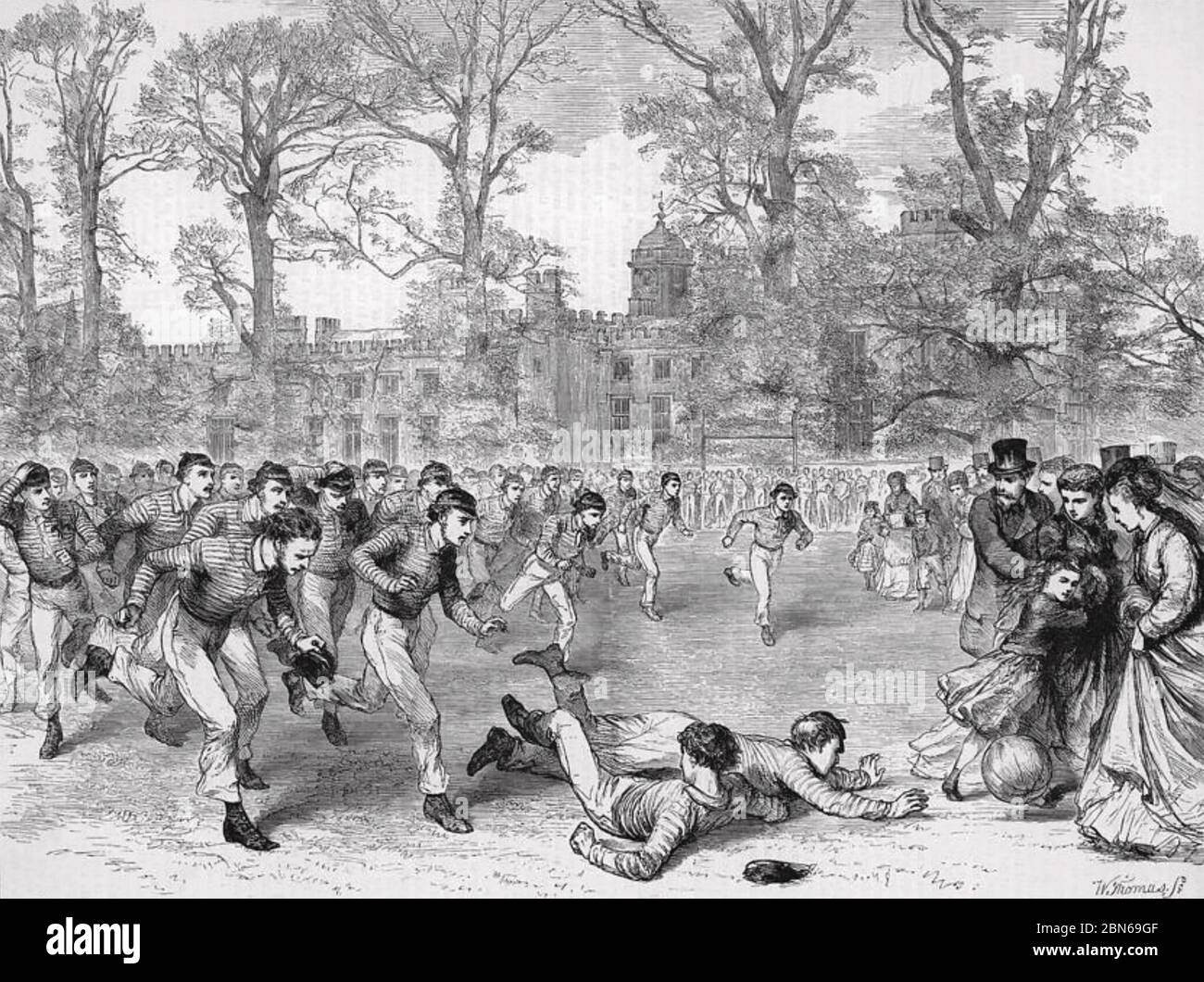 RUGBY being played at Rugby School in 1879 Stock Photo