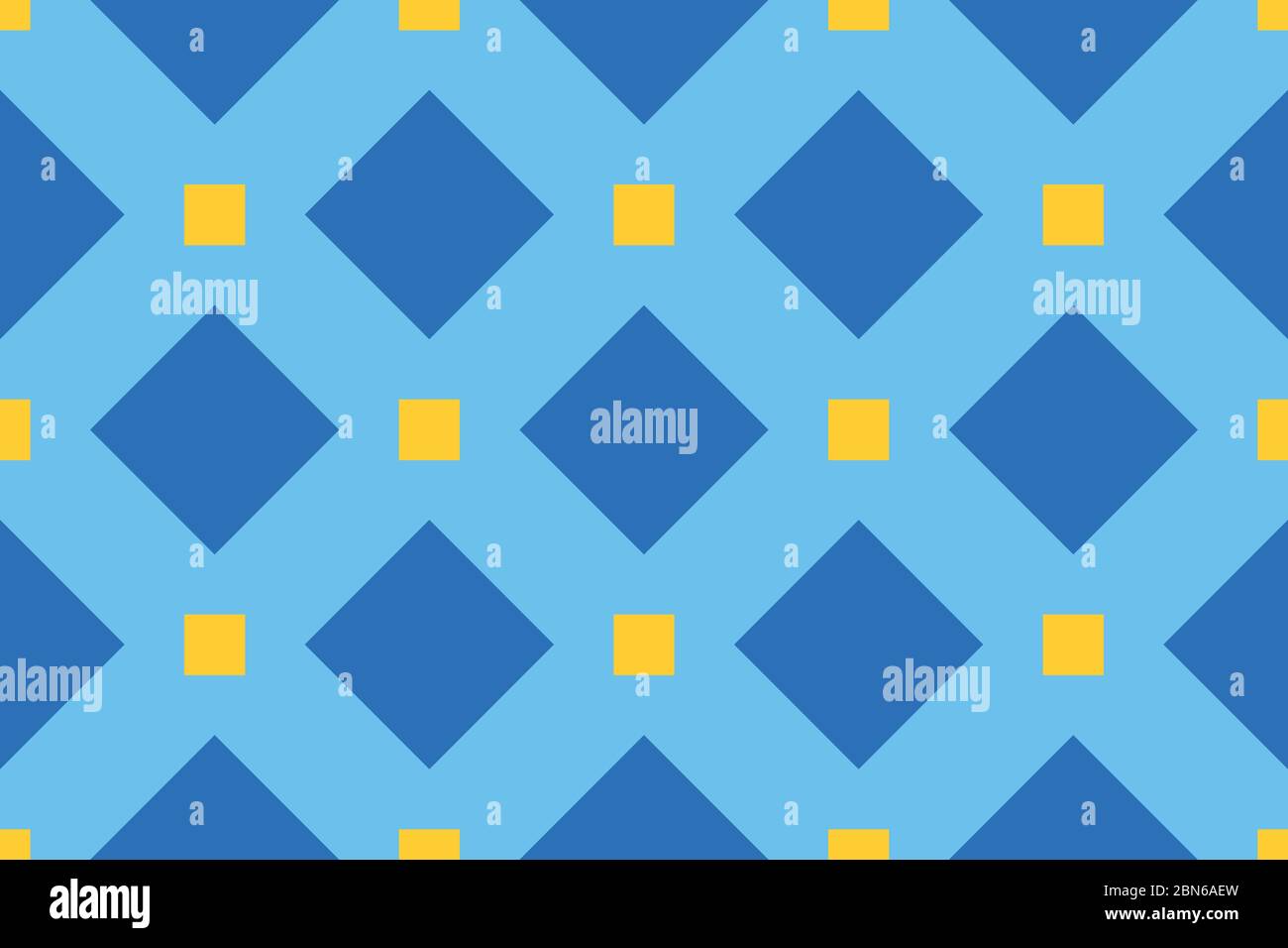 Seamless geometric pattern, texture or background vector in blue and yellow colors. Stock Vector