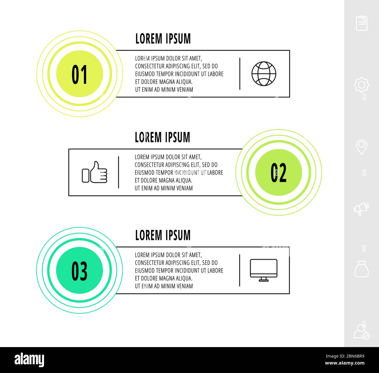 Infographic circular with 3 steps, parts, icons. Flat vector template ...